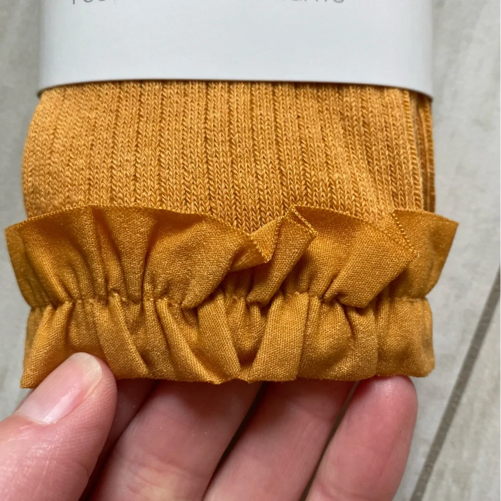 NWT RuffleButts Footless Ruffle Tights in Honey Gold, size 12-24 Months